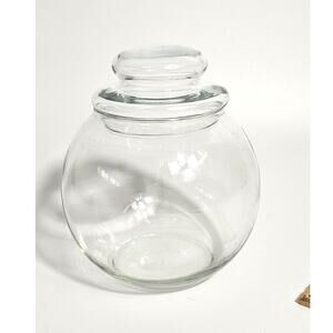 Y2k Vintage Clear Round Lidded Apothecary Jar Vanity Storage